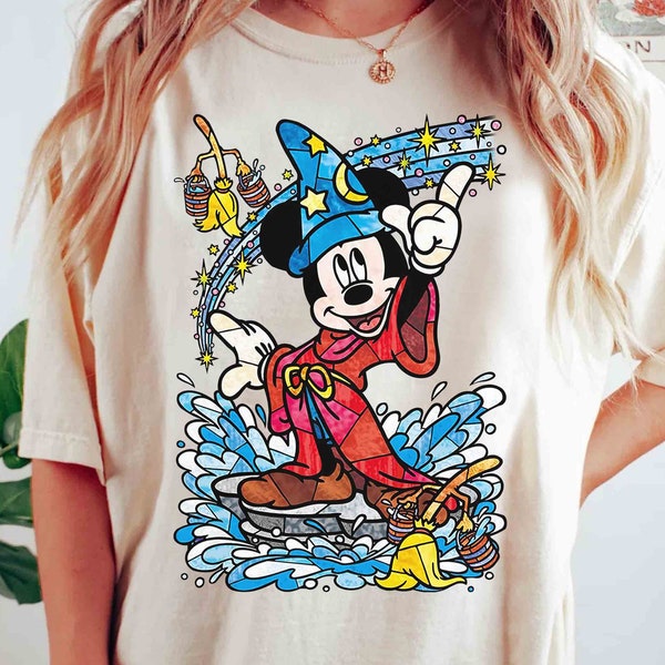 Disney Fantasia Sorcerer Mickey Mouse Magic Wizard Retro Shirt, Magic Kingdom Unisex T-shirt Family Birthday Gift Adult Kid Toddler Tee