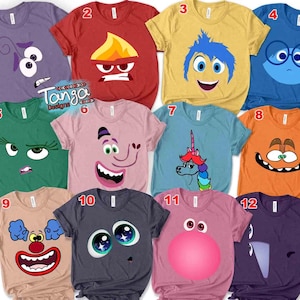 Pixar Inside Out Charaktere Kostüm Shirt, Disney Inside Out 2 Gruppe Passendes T-Shirt, Inside Out 2 Familie Halloween Party T-Shirt, Disneyland Ausflug