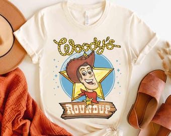 Koszulka retro „Round Up” z filmu „Toy Story Cowboy” z filmu „Woody” z filmu „Disney Pixar”, koszulka „Woody Western Country” z filmu „WDW Magic Kingdom”, prezent na rodzinne wakacje w 2026 roku