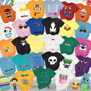 Toy Story Costume Halloween Family Matching Shirts, Toy Story Face Outline Party Shirt, Disney Birthday Group Tee, Buzz Lightyear, Woody Tee