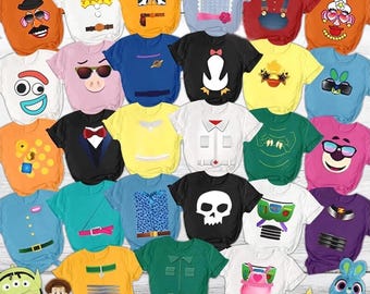 Camisetas familiares a juego con disfraces de Toy Story para Halloween, camiseta de fiesta con contorno de cara de Toy Story, camiseta grupal de cumpleaños de Disney, Buzz Lightyear, camiseta de Woody