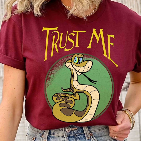 Lustiges Kaa Trust Me Schlange Vintage 90er Jahre T-Shirt, Disney Der Dschungelbuch Film 1967 Mowgli Baloo Tee, Disneyland Familienurlaub 2024 Reise Geschenk