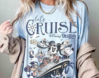 Camiseta personalizada de Disney Cruise Line 2026, camiseta de viaje familiar en crucero de Mickey y sus amigos, Let's Cruise, Disney Wish Dream Magic Wonder Fantasy