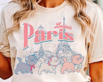 Vintage Disney The Aristocats shirt, Paris Bonjour Since 1970 shirt, Marie Toulouse Berlioz T-shirt, Disney familiereis, WDW tour, verjaardagscadeau