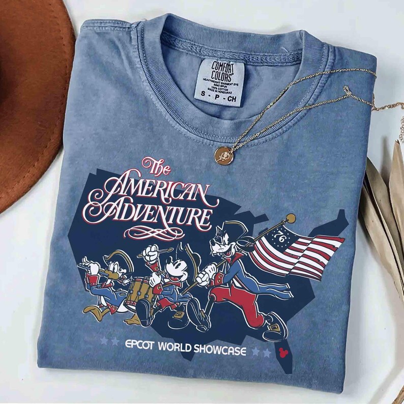 Comfort Colors American Adventure And EPCOT World Showcase Shirt, Disney USA 250th Anniversary 4th of July Mickey Friends US Flag Patriotic image 5