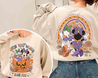 2-sided Minnie Daisy Besties Halloween Shirt, Disney Mickey's Not So Scary Party Tee, BFF Halloween Matching Tee, Disneyland Girl Trip