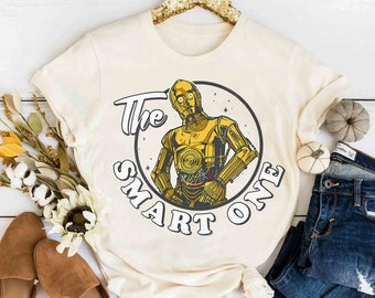 Vintage Star Wars C-3PO The Smart One Circle Portrait T-shirt, Galaxy's Edge Trip Unisex T-shirt Familie Geburtstagsgeschenk Erwachsene Kinder Kleinkind Tee