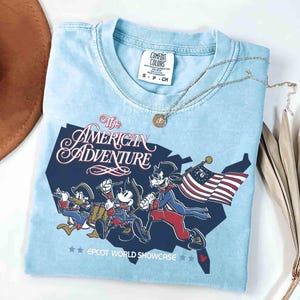 Comfort Colors American Adventure And EPCOT World Showcase Shirt, Disney USA 250th Anniversary 4th of July Mickey Friends US Flag Patriotic image 6