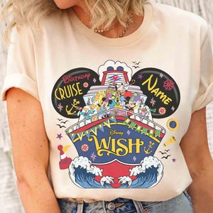 Personalized Mickey And Friends Disney Birthday Cruise Shirt, Birthday Squad Crew Boy Girl, Disney Family Cruise Birthday Matching 2025 Tee