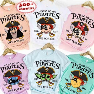 Customize All Disney Princess Characters Pirates Shirt, Yo Ho Yo Ho A Pirate&#39;s Life for Me Disney Cruise Shirt, Family Cruise 2025 Trip Tee