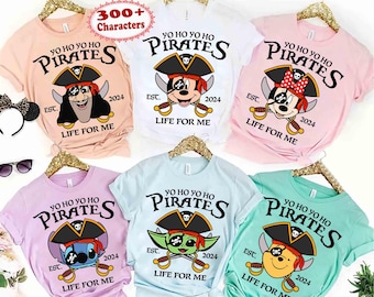 Customize All Disney Princess Characters Pirates Shirt, Yo Ho Yo Ho A Pirate's Life for Me Disney Cruise Shirt, Family Cruise 2026 Trip Tee