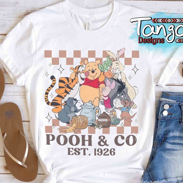 Cute Disney Winnie The Pooh & Co 1926 Group Shot Retro Shirt, Eeyore Piglet Tigger Tee, WDW Magic Kingdom Trip Family Vacation Holiday Gift