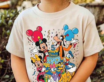 Personalized Disney Birthday Balloons Kid Toddler Shirt, Mickey & Friends Birthday Squad Tee, Best Birthday Ever Gift, Disney Birthday Trip