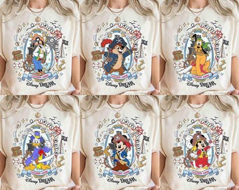 Camiseta de Disney Mickey y sus amigos piratas con colores cómodos, camiseta de crucero Disney "Yo Ho Yo Ho A Pirate's Life for Me", camiseta de viaje en crucero familiar 2026