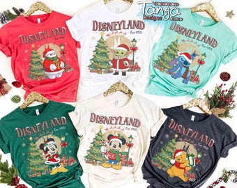 Vintage DISNEYLAND Weihnachten alle Charaktere Shirt, Micky und Freunde Weihnachten Shirt, Disney Weihnachten Familie Shirts, Disney Urlaub Shirt