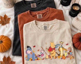 Retro Winnie The Pooh Fall Vibes Graphic Tee Shirt, Pooh and Friends, Fall Season, Pumpkin, Thanksgiving Shirt, Disneyland Autumn Sweatshirt