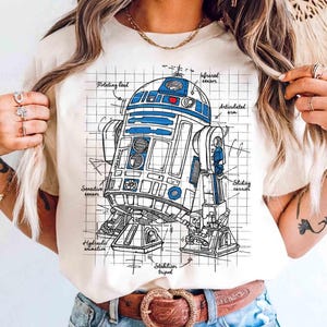 Star Wars R2-D2 Astromech-Droiden-Schaltplan-Vintage-T-Shirt, Das letzte Jedi-T-Shirt, Disney Hollywood Studios Galaxy's Edge Familienurlaub