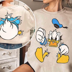 両面プリントの面白いドナルドダックのクワックポートレートTシャツ、面白いディズニーミッキーと仲間たちのマッチングTシャツ、マジックキングダムディズニーランドバケーションギフト