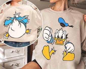 Two-Sided Funny Donald Duck Quack Portrait T- Shirt, Funny Disney Mickey And Friends Matching Tee, Magic Kingdom Disneyland Vacation Gift