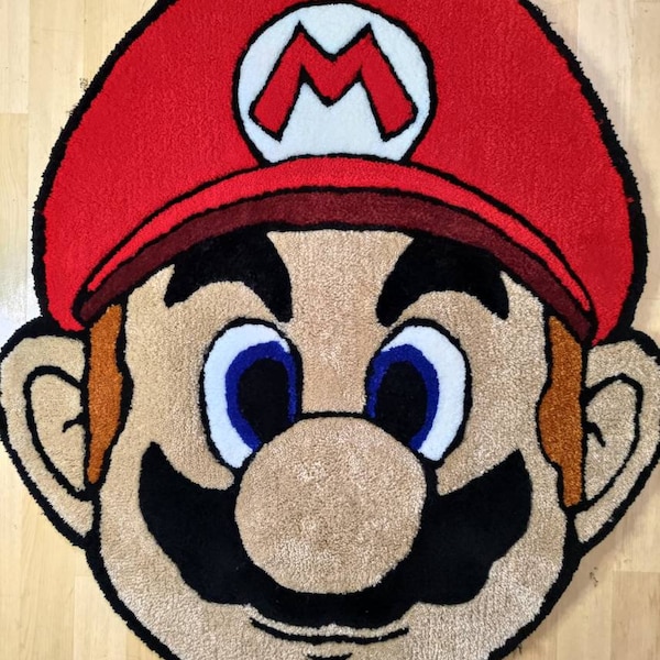 Tapis Mario fait main | Tapis design personnalisés | Tapis personnalisé Anime | Tapis personnalisé pour la zone de touffe | Tapis de sol |