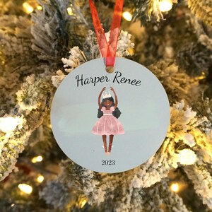 Personalized Ballerina Christmas Ornament 2023, New Baby Gift, Ballerina Ornament, Keepsake Christmas Metal Gift, Custom Name Ornament