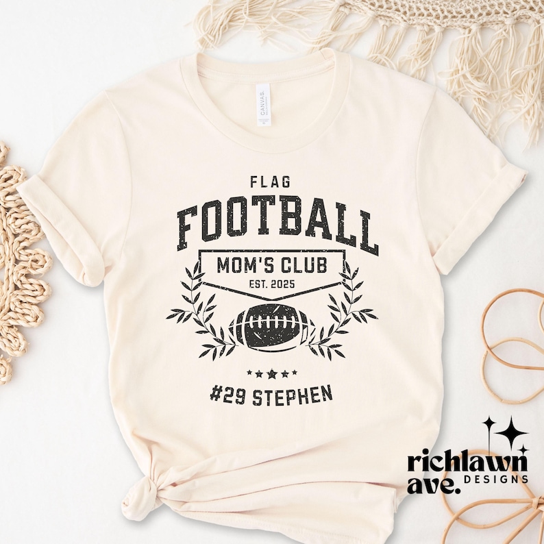 Personalized Flag Football Mama T-Shirt, Flag Football Mom Shirt, Flag Football Mom Gift, Girl Mom Life Shirt, Gift for Girl Mama, Team Mom bild 1