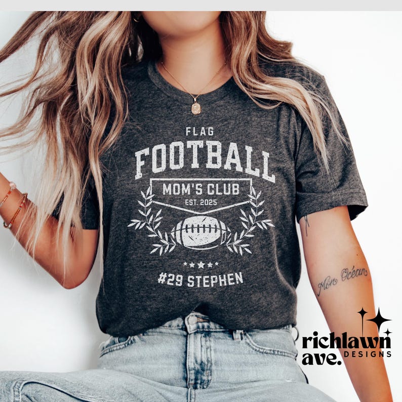 Personalized Flag Football Mama T-Shirt, Flag Football Mom Shirt, Flag Football Mom Gift, Girl Mom Life Shirt, Gift for Girl Mama, Team Mom bild 5