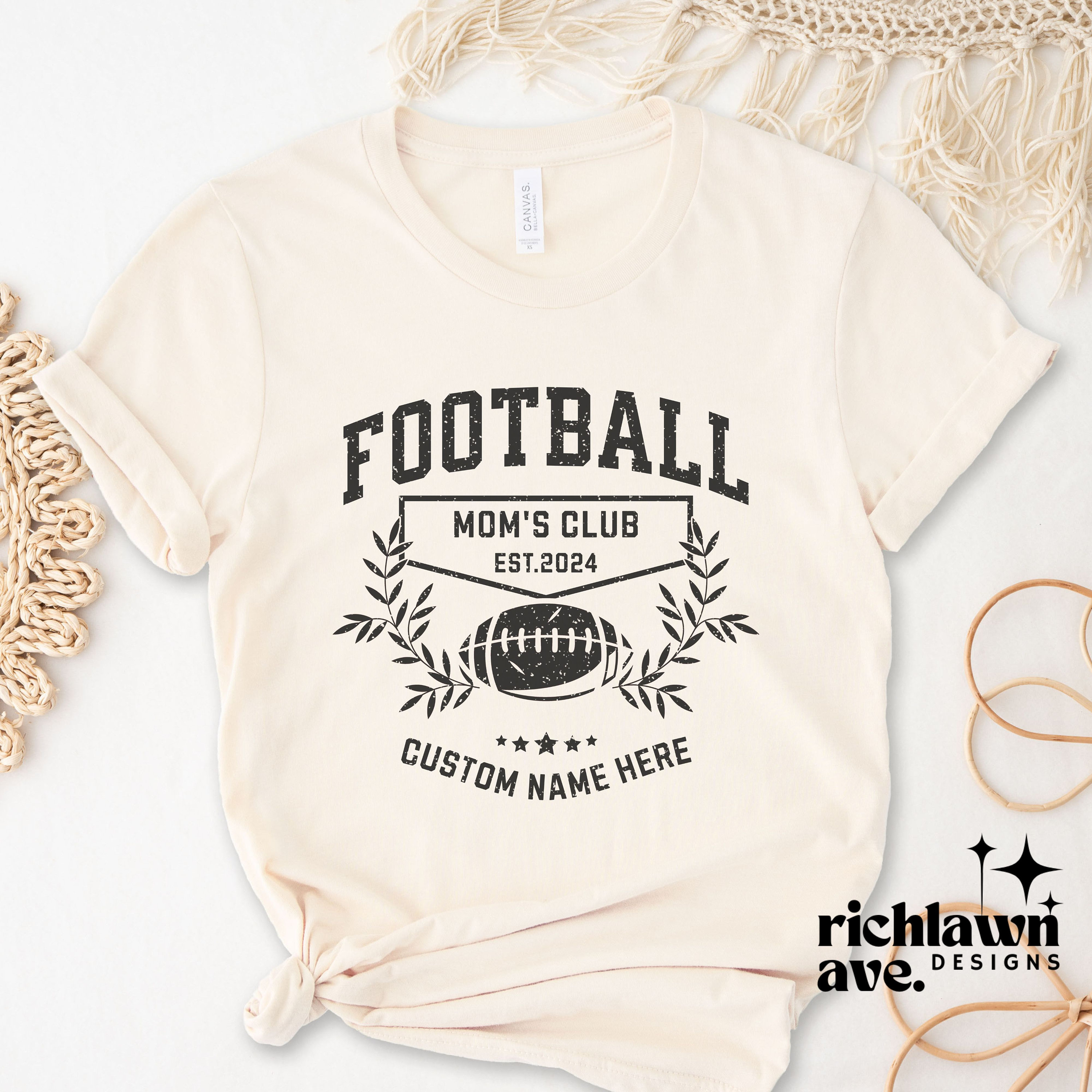 Personalized Football Mom Shirt - Custom Name & Number T-Shirt For Women, Football Girlfriend, Fan Gift