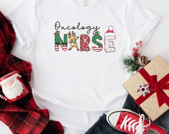 Oncology Nurse Christmas T-Shirt, Nursing Shirt, Gifts for Oncology Nurse, Hematology Oncology Nurse, Oncology RN, Nurse Life Grad Shirt
