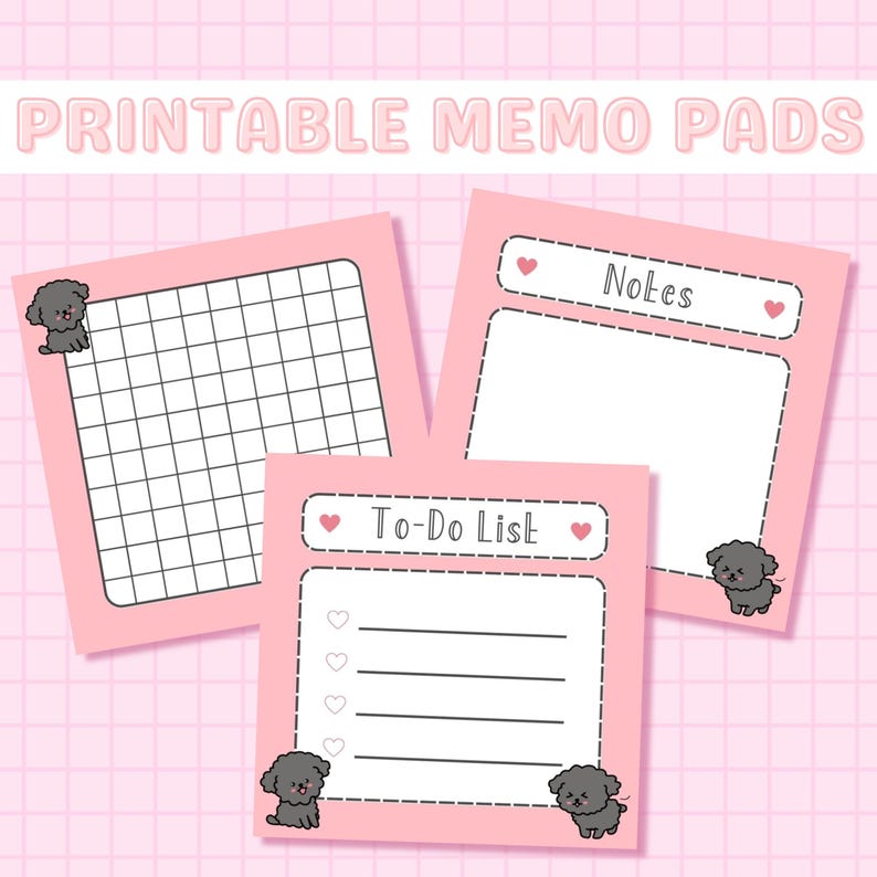 Kawaii Printable Memo Sheets, Cute Memo Pads Digital Download, Kawaii ...