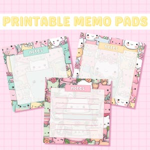Kawaii Printable Plant Memo Pad, Memo Sheet Digital Download, Kawaii Stationary, Cute Stationary, Kawaii Notepad, Aesthetic Stationary