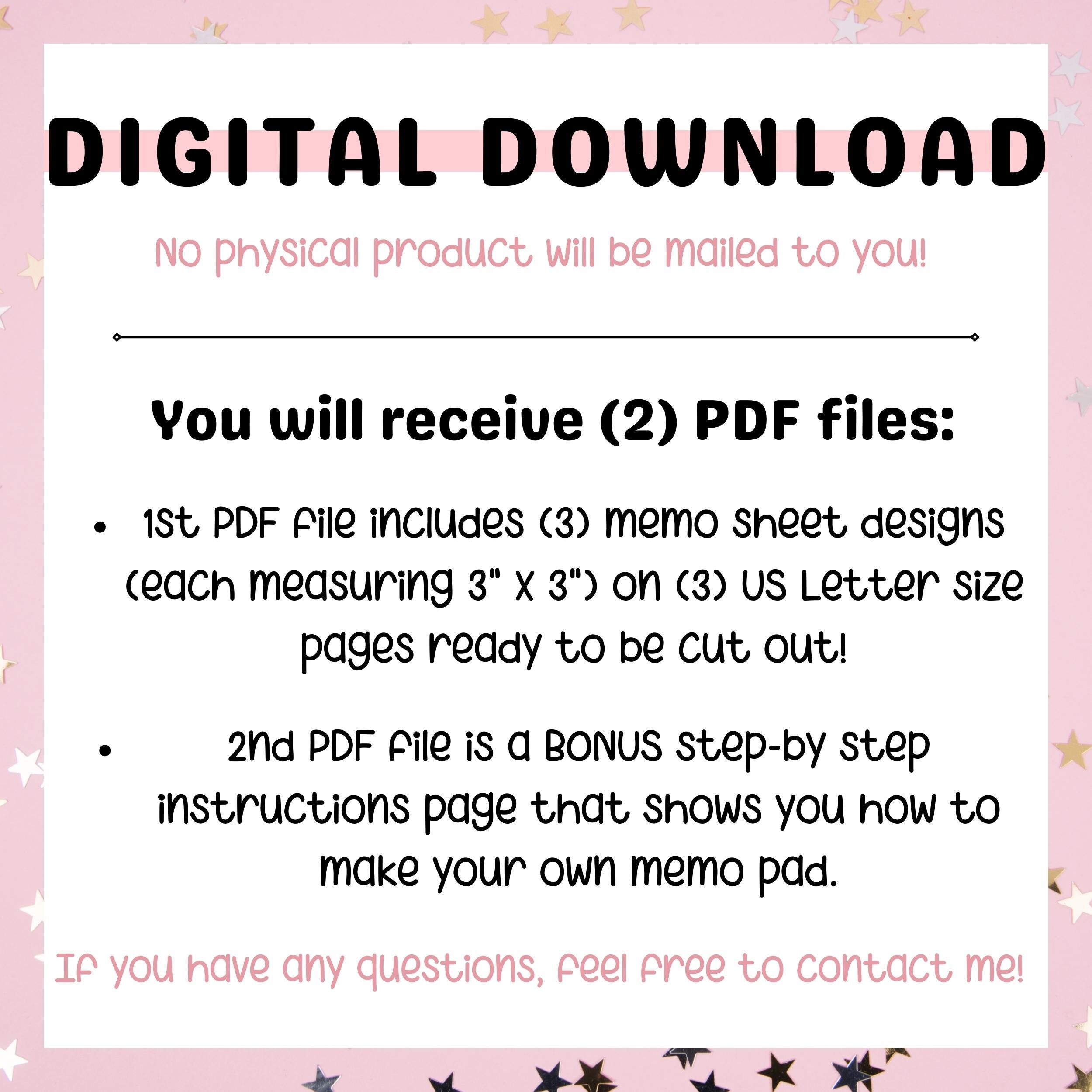 Kawaii Printable Memo Sheets, Cute Memo Pads Digital Download, Kawaii ...