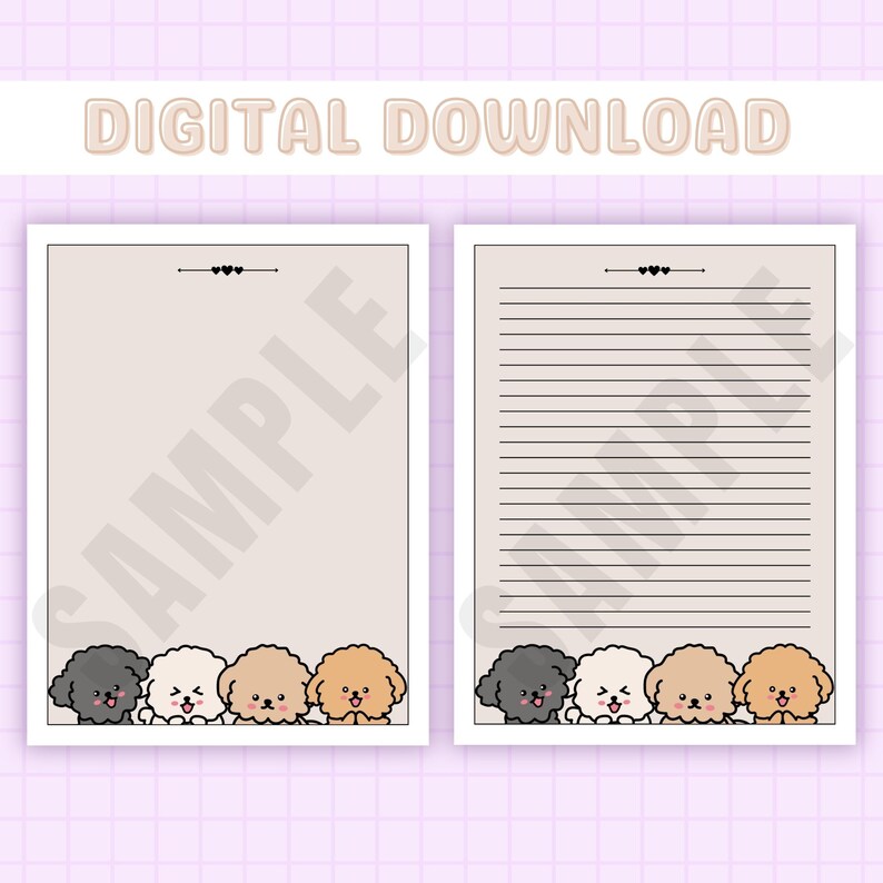 Kawaii Puppy Stationery Printable, Puppy Stationary, Kawaii Stationary ...