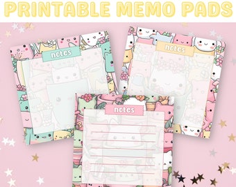 Kawaii Printable Plant Memo Pad, Memo Sheet Digital Download, Kawaii Stationary, Cute Stationary, Kawaii Notepad, Aesthetic Stationary