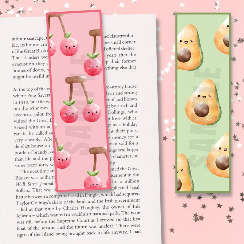 Kawaii Printable Bookmarks, 5 Fruits Bookmarks Digital Download, Kawaii ...