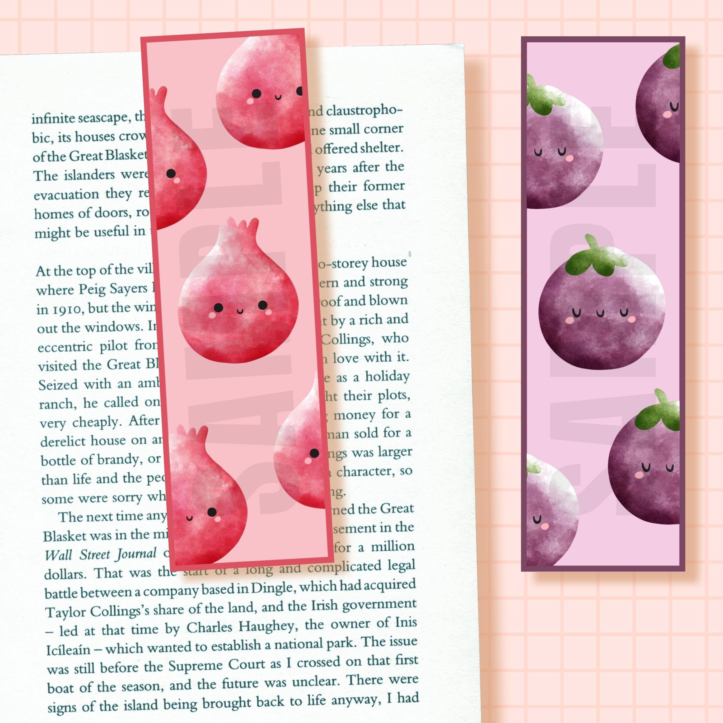 Printable Kawaii Bookmarks, 5 Fruits Bookmark Designs Digital Download ...