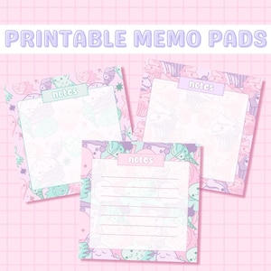 Pastell Goth Geister druckbare Memo Pad, Memo Sheet digitaler Download, Kawaii stationär, niedlich Briefpapier, Kawaii Notizblock, ästhetische Briefpapier