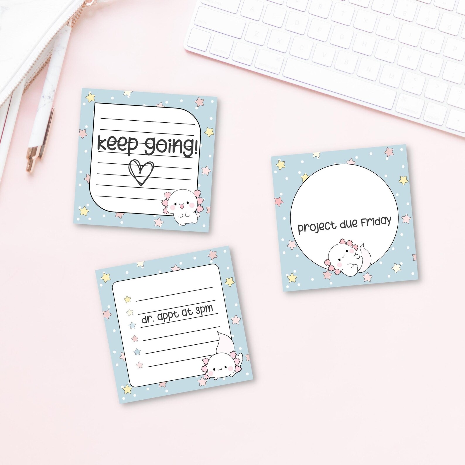 Kawaii Printable Axolotl Memo Pad Memo Sheets Digital - Etsy