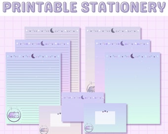 Cute Cat Stationery Bundle Printable, Cat Stationary, Kawaii Stationary, Printable Lined & Unlined Letter Paper with Envelope, Penpal Kit