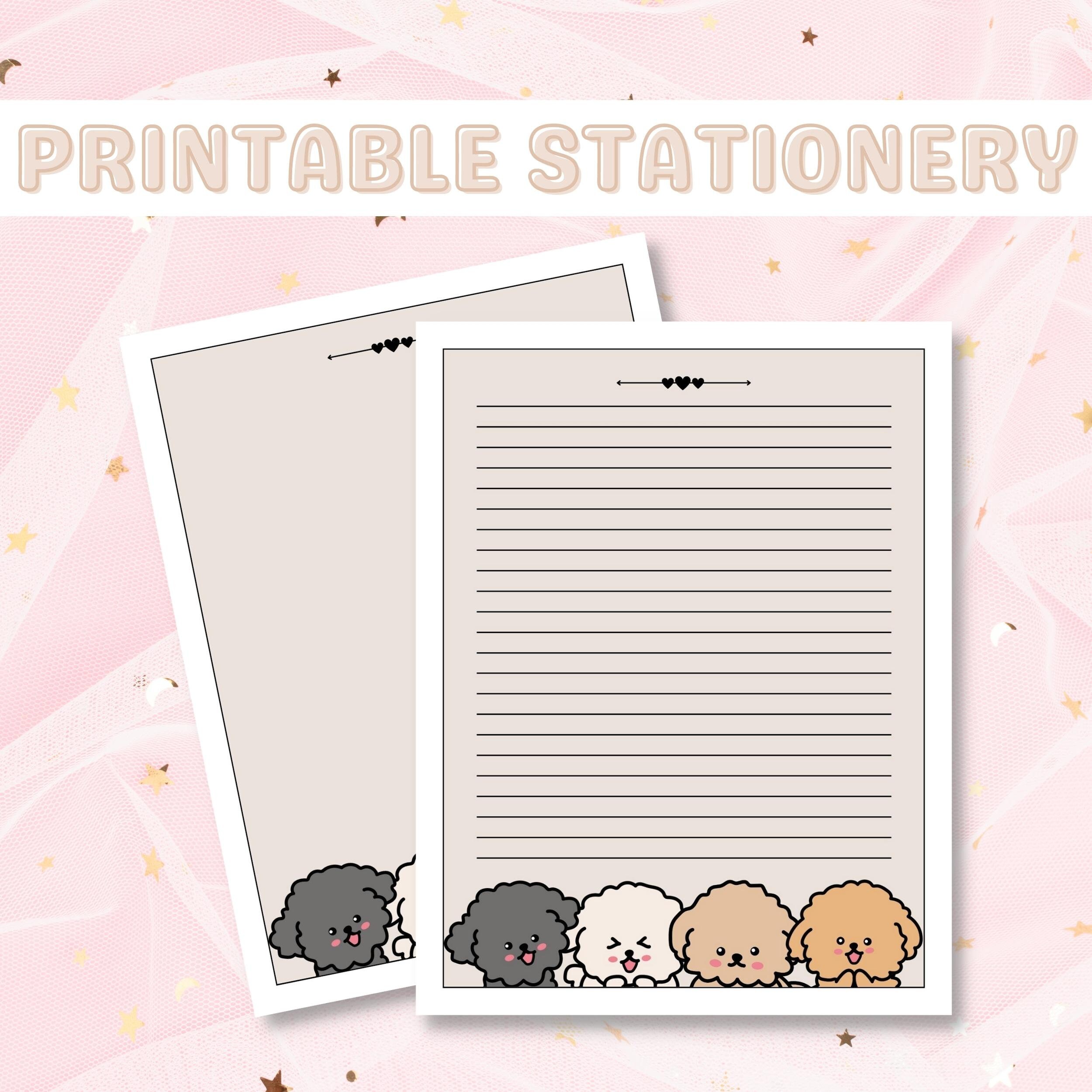 Kawaii Puppy Stationery Printable Puppy Stationary Kawaii - Etsy