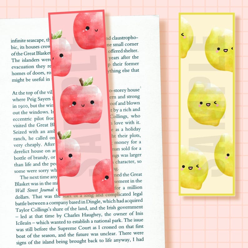 Kawaii Printable Bookmarks, 5 Fruits Bookmarks Digital Download, Kawaii ...