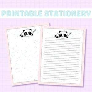 Kawaii panda-briefpapier afdrukbaar, schattige panda, kawaii briefpapier, afdrukbaar gelinieerd briefpapier, schattig briefpapier, pastelkleurig esthetiek