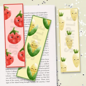 Kawaii Printable Bookmarks, 5 Vegetables Bookmarks Digital Download ...
