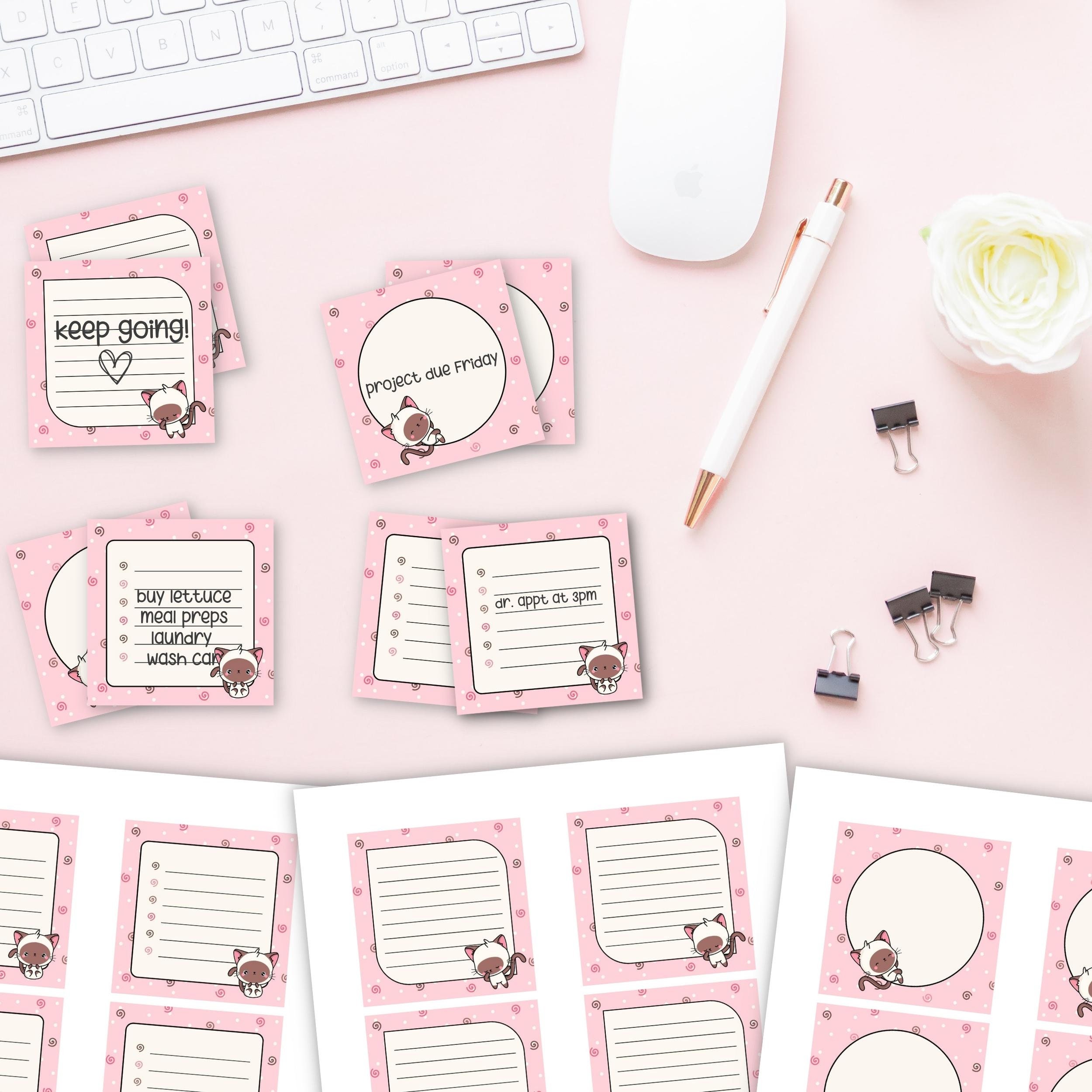Kawaii Printable Siamese Cat Memo Pad Memo Sheet Digital - Etsy