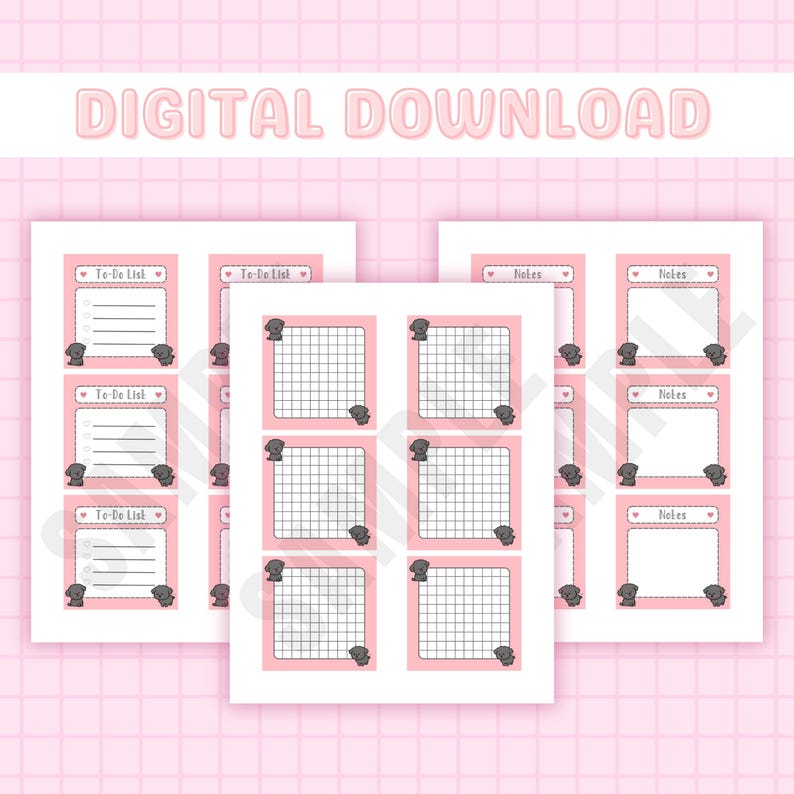 Kawaii Printable Memo Sheets, Cute Memo Pads Digital Download, Kawaii ...