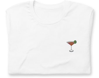 Cosmo T Shirt - Gift for Cosmopolitan Cocktail Lovers - Minimalist Embroidered Shirt - Multiple Colours