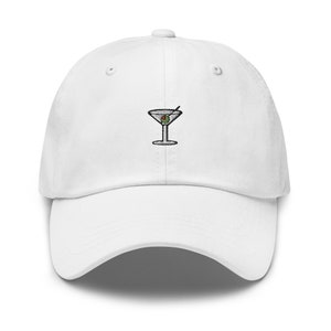 Martini Dad Hat - Primary ColorWay - Gift for vodka gin cocktail lovers - Embroidered Cotton Cap