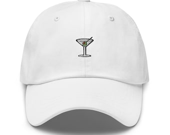 Martini Hat - Primary ColorWay - Gift for vodka gin cocktail lovers - Embroidered Cotton Cap