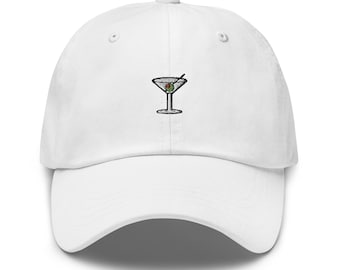 Martini Dad Hat - Primary ColorWay - Gift for vodka gin cocktail lovers - Embroidered Cotton Cap