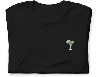 Margarita T Shirt - Gift for Tequila Cocktail Lovers - Minimalist Embroidered Shirt - Multiple Colours